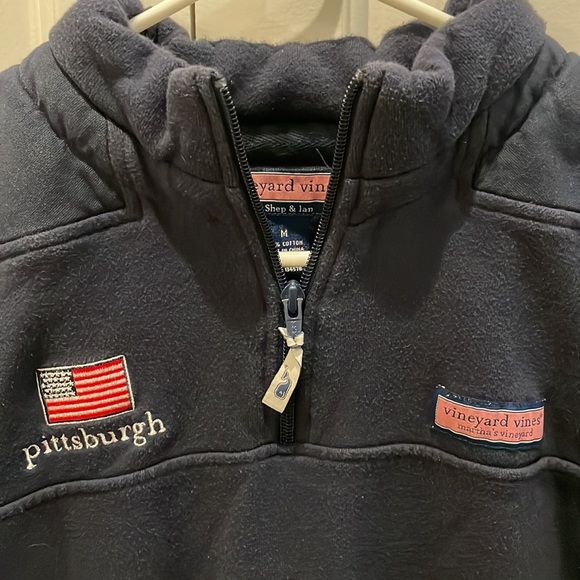 Vineyard Vines navy blue 1/4 quarter zip sweater Pittsburgh men size medium - Picture 2 of 4